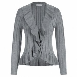 Grace KARIN Cardigan decorato con volant da donna Tenere fuori il maglione a maniche Lg Maglieria Vintage Cropped Bolero Shrugs Jacket A30 b1xr #