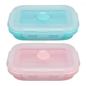 Dinnerware Silicone Lunch Box Collapsible Storage Container Microwave Safe For Classrooms