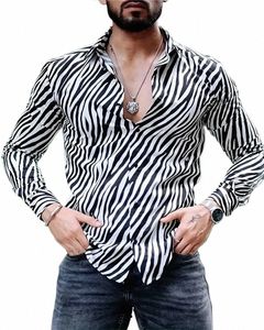 2024 Fi Leopard Print Men's Casual Butt Lapel LG Sleeve Camisa Masculina Primavera Verão Outono Top Camisa Masculina S-6XL w1Rh #