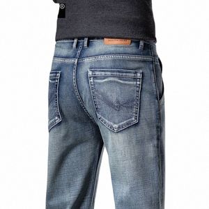 Anti-Diebstahl-Reißverschluss-Entwurfs-Männer Weinlese-blaue gerade Bein-Jeans Herbst verschleißfeste elastische Gewebe-Fracht-Denim-Hosen männlich