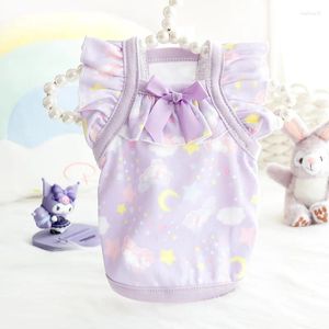 Vestuário para cães roupas para animais de estimação estrelas lua voando manga suspender vestido para roupas gato pequeno sonho roxo verão fino bonito menina chihuahua