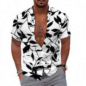 Yaz Yeni Erkek Gömlekleri Hawaii Plajı Vacati Gömlek Erkekler için Gevşek Nefes Alabilir Kısa Kollu Üstler Büyük boy erkek giyim Camisa K1J7#