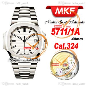 MKF 40 мм Sport 5711/1A-011 Cal.324 Автоматические мужские часы 5711 Белый текстурированный циферблат с сапфировым браслетом из нержавеющей стали Часы Super Edition PPHW B002B