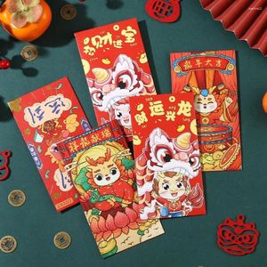 Gift Wrap Luck Money Bag Red Envelope Wishes Dragon Pattern Bags Good 2024 Year Packet Blessing Celebration Party
