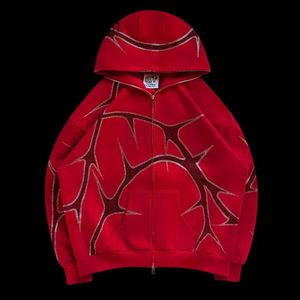 syna world Trainingsanzug Independent Station Neues Produkt Thorn Rhinestone Zip Hoodie Winter Y2k Hip Hop Punk High Street Ironed Diamond Hoodie 8805