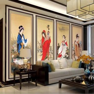 Wallpapers Wellyu Custom Po Wallpaper 3d Classic Four Beautiful Chinese Living Room TV Backdrop Wall Picture Papel D Parede