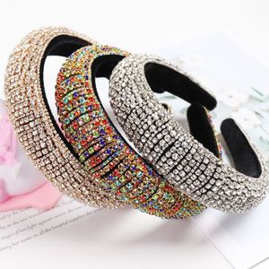 Fasce per capelli imbottite con strass arcobaleno per le donne Ragazze Luxury Thick Full Diamond Sponge Hairbands Accessori per capelli in cristallo da donna CX20254S