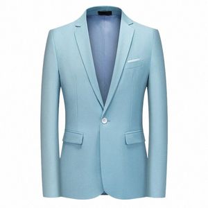 2023 Men Slim Fit Office Blazer Jacket FI Solid Herr Work Suja Jacket Wedding Dr Coat Casual Busin Manlig kostym H7LW#