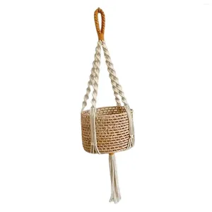 Tapestries Plant Macrame Hanger Cotton Rope Boho String Bag Holder Hanging Pot Basket For Porch Window Ceiling Kitchen Patio