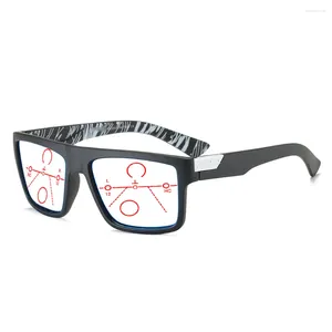 Solglasögon överdimensionerade fyrkantiga TR90 Men Sport Progressiv multifokala läsglasögon 0,75 1 1,25 1,5 1,75 2 2,25 2,5 2,75 till 4