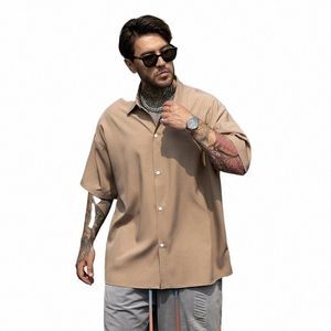 Мужская новая летняя рубашка Busin Fi с откидным воротником, зрелая и универсальная рубашка с короткими рукавами E0UO #
