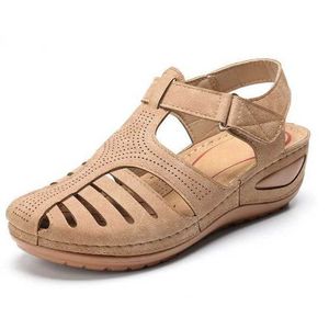 Hausschuhe Sommer Damen Sandalen Keilschuhe Close Toe Hollow H240328SU7C