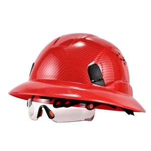 Capacetes de ciclismo Loebuck Fibra de Carbono Fl Brim Capacete de Segurança com Óculos Ce Anti Colisão Local de Construção Hard Hat Gm850 231017 Dro Dhbrn