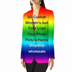 3D Individuell Bedruckte Anzugjacke Frauen Jacke High Street Fi Blazer Neue Stil Übergroße Elegante Dame Jacke Amerikanischen Stilvolle W8ji #