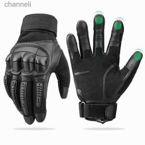 Taktiska handskar Pekskärm Full Finger Airsoft Paintball Hunting Vandring Cykel Män Combat PU Leather Mittens YQ240328