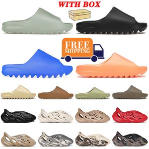 With Box Slides Designer Luxury Foam Runners Sandals EUR 48 US 13 Shoes Mens Womens Onyx Salt Azure Bone Desert Sand Platform Runner Slide Free Shipping Shoe sliders