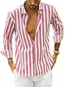 Nya herrar LG Sleeved Solid Color Striped Printed Shirt, Men's Hawaii Classic Fi Top, bekväma och mjuka material 2023 U5GU#