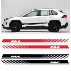 2pcs جانب السيارة جانب الشريط الجانبي للتنورة ملصقات سيارة RAV4 فينيل تويوتا RAV4 Motorsport Car Decor