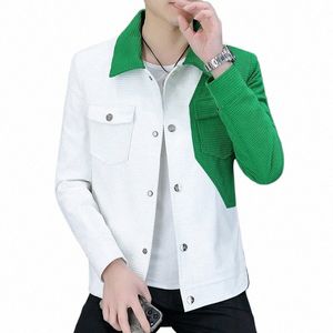 Spring Autumn Men Jacka Korean Style Casual Casual Cargo Jacket Patch Patchwork Löst manliga ytterkläder Rockar M046#