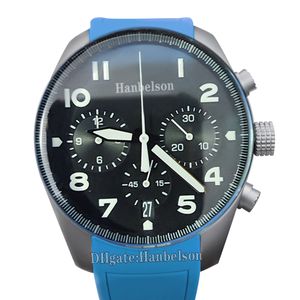 Casual Mens Watch Kwarc Ruch Chronograf Ceramiczny ramka Ceramiczna Czarna skórzana Pasek Zegarek Nocny Light Dial Czarny Zegar Koło Daty 43 mm