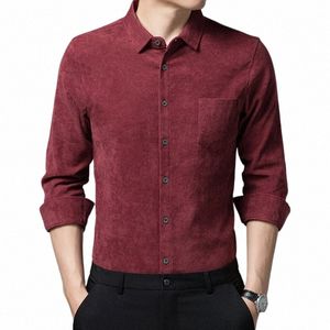 Nuovi vestiti di velluto a coste da uomo di arrivo Primavera e autunno Camicia casual di velluto a coste maschile Manica Lg Ufficio Uomo Dr Camicie 67yO #