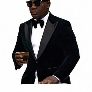 Formell kostymjacka för män Slim Fit African Fi Smoking Veet Blazer 1 PC Wedding Prom Groom Peak Lapel Male Coat C1RZ#