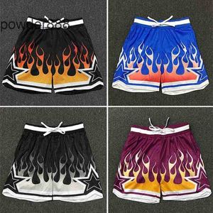 American Basketball Shorts Mens Ice Flame Street Practical Loose Casual Womens Fashion Knee Length Double-layer Sweatpants Batch