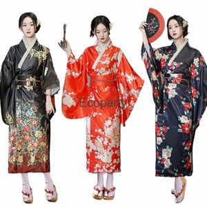 Nowe kobiety Japońskie Tradycyjne Yukata Kimo z Obi Vintage Evening Dr Gejsha Kimo Stage Show Cosplay Costplay O48F#