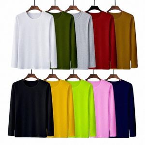 proste pulovery okrągłe szyi T-shirty luźne prostotę przystojny stały kolor wygodny rękaw LG swobodny męski ubranie 2023 i1py#