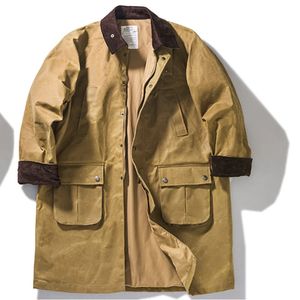 Personalizado primavera outono ao ar livre vintage safari roupas cera de óleo trench coat impermeável militar blusão piloto motociclista homem jaquetas 240308