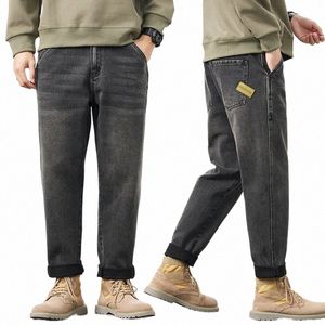 kstun jeans för män baggy byxor grå lös fit harem byxor streetwear fi fickor lapptäcke stor storlek man byxor i8tm#