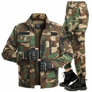 camoue Military Sets Mens Outdoor Wear Resistant Multiple Pockets Jacket Cargo Pants Spring Autumn Hiking Fishing Suits Male X7NG#