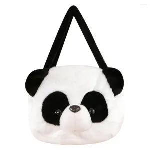 Omuz çantaları kadınlar crossbody siyah beyaz sevimli karikatür panda messenger çantası yumuşak ve rahat kabarık oyuncak alışveriş hediyesi kız için