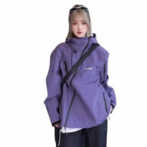 Nowa jesień damska kurtka Bomber Outdood Windoroof Waterproof Windbreaker Japońskie Y2K Zamek Para Ubrania Koreańskie dgdaemun 20fh#