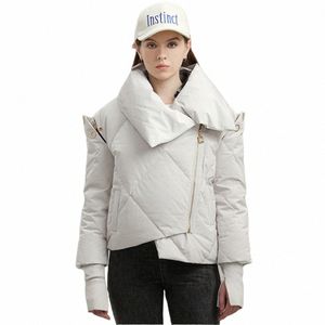 formal DresWomen'S Loose Warm Down Jacket, Short Pie Overcomes, Irregular Coat, Light Luxury, New Fi, Winter, 2024 87X4#