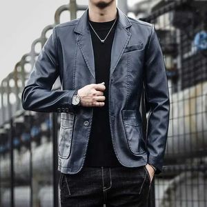 Herren-Leder-Kunstleder, hochwertig, 5XL, Herrenmode, Business, elegant, einfarbig, Teenager-Lederjacke, lässig, schmal, Gentleman, italienischer Stil, formeller Blazer 240330