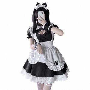 Mulheres empregada roupa anime preto e branco abril dr lolita dres café traje cosplay traje japonês empregada doméstica uniforme p8bu #