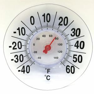 Gauges Large 7" Indoor Outdoor Rubber Suction Cup Window Thermometer