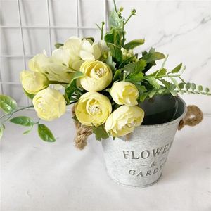 Flores decorativas Falsa Amarelo Hidrangea Rosa Home Jardim Decoram plantas artificiais Bonsai Caulis Spatholobi