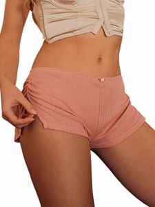 Kawaii Rippen Slim Fit Bloomers Hosen Frauen Retro Y2K Sommer Loungewear Vintage 3D FR Split Shorts Mädchen Nette Bottom Shorts q3Sp #