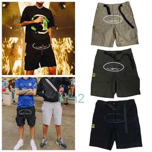 Mens Cargo Shorts Summer Cropped Pants Streetwears Clothing Quick Drying Multi Pocket Skateboarding Demon Printed Sweatpants