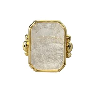 Biżuteria pierścieniowa francuska moda moda cukrowska kostka naturalny Kamień kryształowy Kobieta przesadzona próżniowa złoto Wylane wysokiej klasy światło luksus
