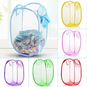 Storage Baskets Laundry Clothes Laundry Basket Bag Foldable Up Easy Open Mesh Laundry Clothes Hamper Basket for College Dorm