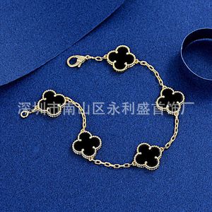 Brand Fashion Van four leaf clover high version ed bracelet women plated 18K rose gold single fritillary jade pulp K