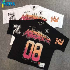 Yiciya hells märke mesh knäckt mönster tröja tee v-ring t-shirt män kläder överdimensionera andas kort ärm t-skjorta för unisex