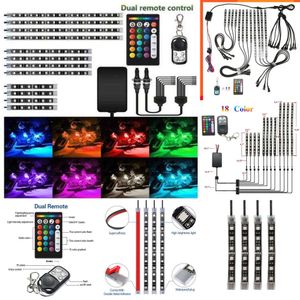 Atualizar novo 18 cores 12 peças rgb tira flexível lâmpada de luz led neon kit remoto para todos os tipos de caminhões de motocicleta carro bicicleta