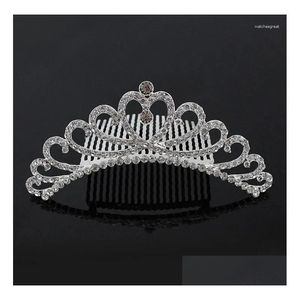 Hair Clips Barrettes Gorgeous Mini Crystal Rhinestone Diamante Bridal Princess Crown Comb Tiara Party Women Girl Gift Jewelry Drop Del Otl09