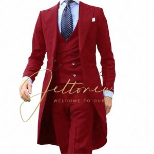 Männer Anzüge Spitze Revers Smoking Bräutigam Hochzeitsanzüge Set Schwarz Lila Blazer Jacke Hosen 3 Stücke Busin Formale Klassische Kostüm J0xh #