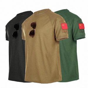 T-shirt da uomo 100% poliestere estate Quick Dry Army Tinta unita Stampa personalizzata Uomo O-Collo T-shirt a maniche corte Taglie forti T-shirt militare i2W3 #
