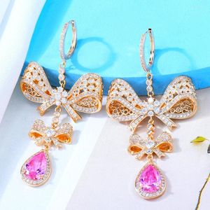 Dangle Küpeler Missvikki Bowknot Uzun Kolye Kadınlar Gelin Düğün Partisi Boho Charm Ins Style Orijinal Lady Girl Hediye Takı Olun